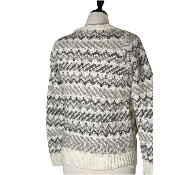 Ann Taylor LOFT Wool Alpaca Blend Crew Pullover Sweater Women’s Med Cream Gray - Picture 4 of 5